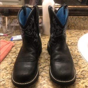 Ariat Women's Fatbaby Black Deertan Round Toe Western Boots 7.5B